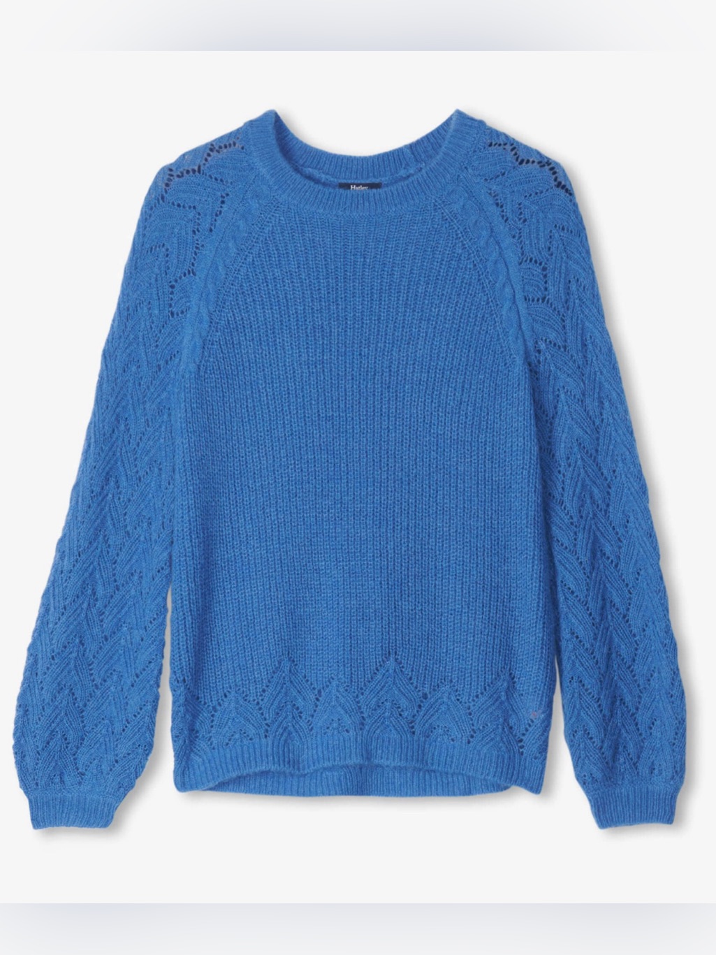 Hatley Bright Blue Crewneck Lace-Pattern Sweater